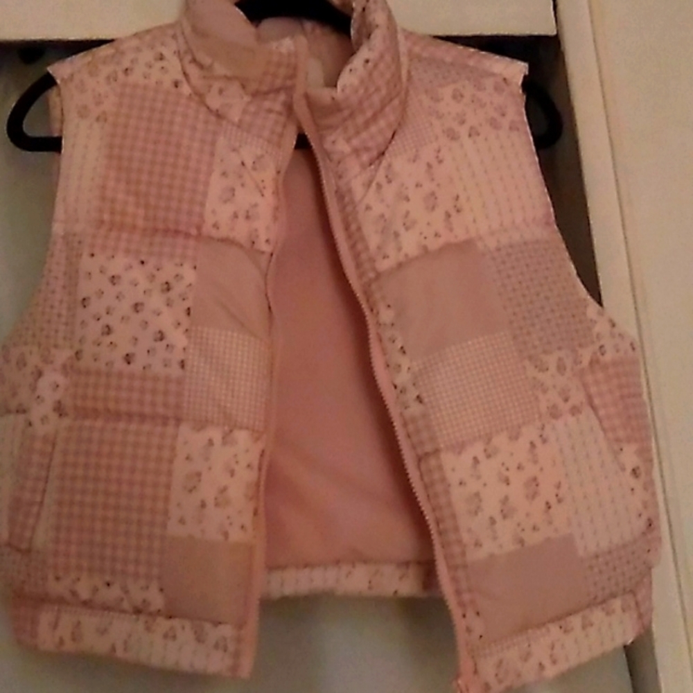Pink Patchwork Puffer Vest Medium Cottagecore Fan… - image 1